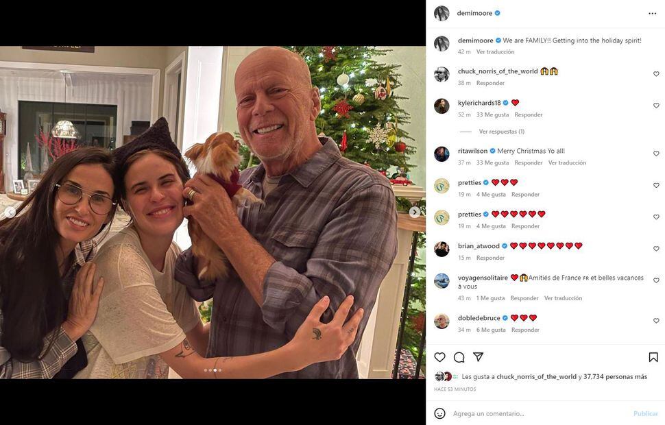 Bruce Willis y Demi Moore compartieron su celebración de Navidad en 2022 / Instagram