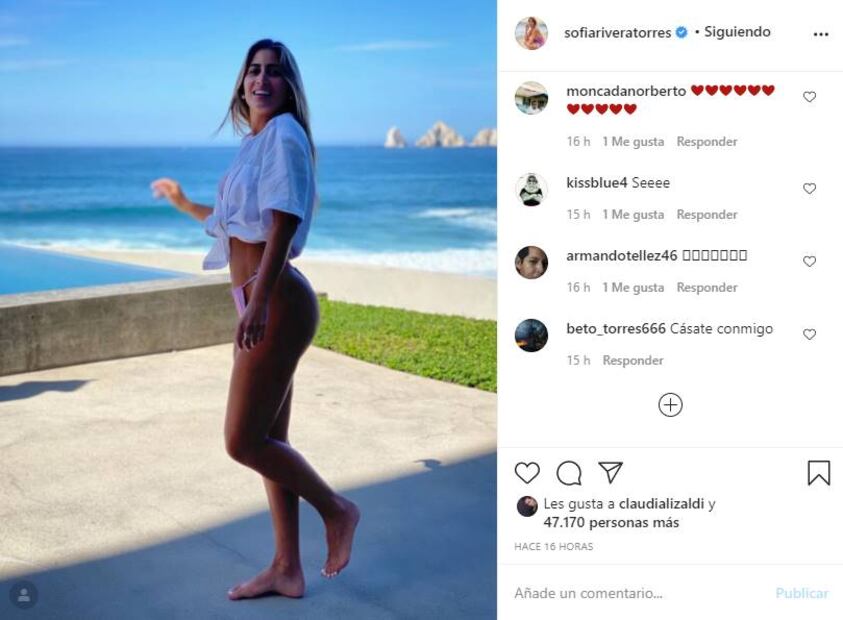 Sofía Rivera Torres, seductora en bikini y camisa de hombre