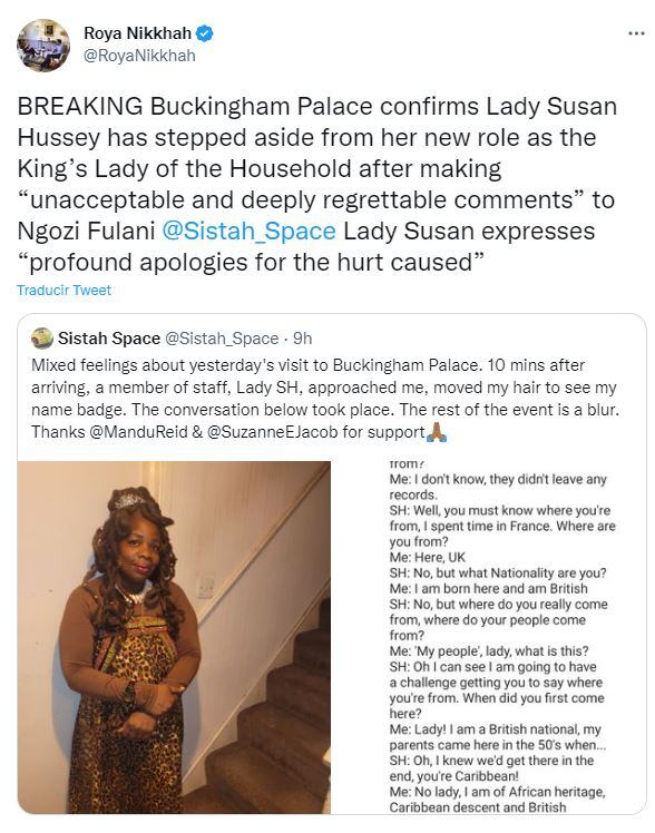 La madrina del príncipe William renuncia tras comentarios 'inaceptables' en el palacio de Buckingham