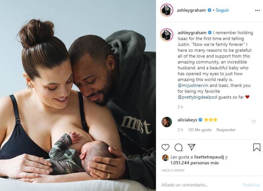 La modelo Ashley Graham comparte tierna imagen de su bebé 