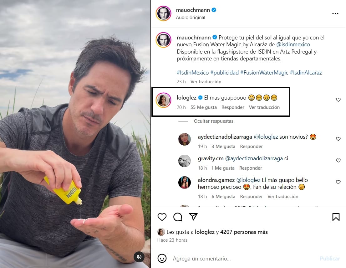 El comentario de Lorena González en las redes sociales de Mauricio Ochmann / Foto: Captura de pantalla