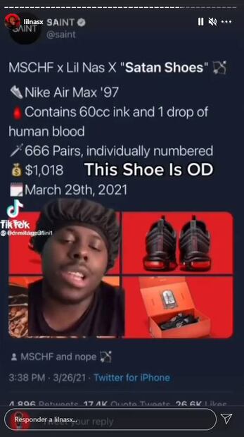 Nike demanda a Lil Nas X por los "tenis con suela de sangre"