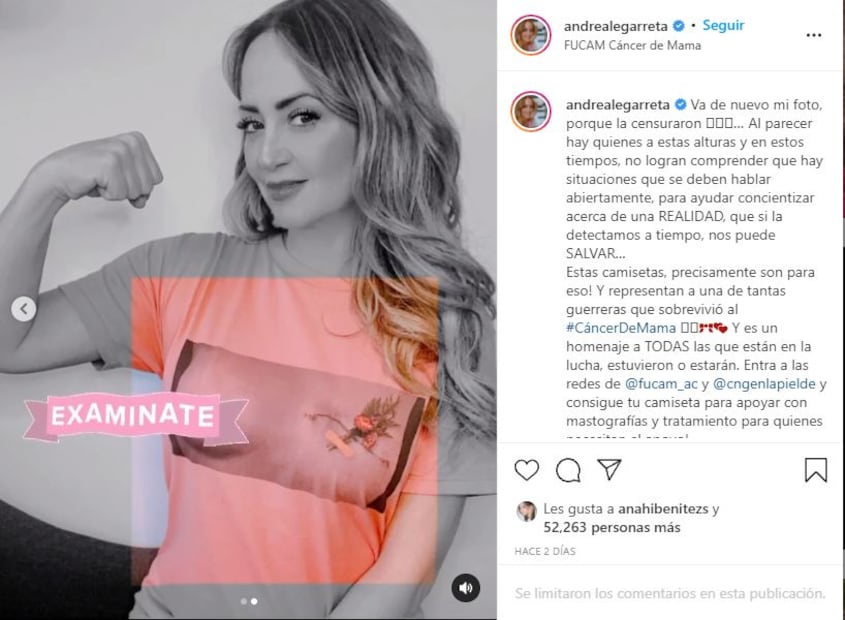 Andrea Legarreta: Instagram le censura foto y ella la vuelve a subir