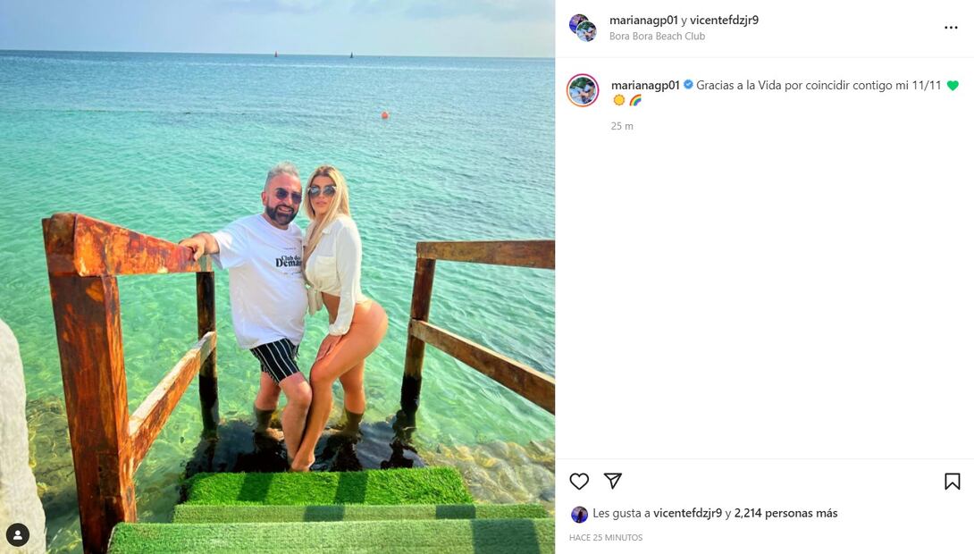 Mariana González, novia de Vicente Fernández Jr., super hot con bikini y camisa de hombre
