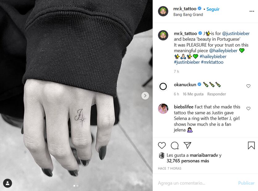 Hailey Baldwin se tatúa por amor: lleva a Justin Bieber en su dedo anular 