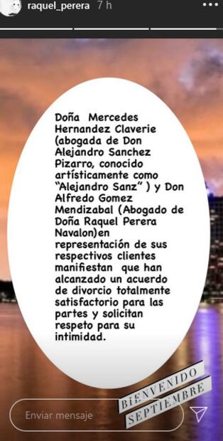 Alejandro Sanz y Raquel Perera por fin llegan a acuerdo de divorcio