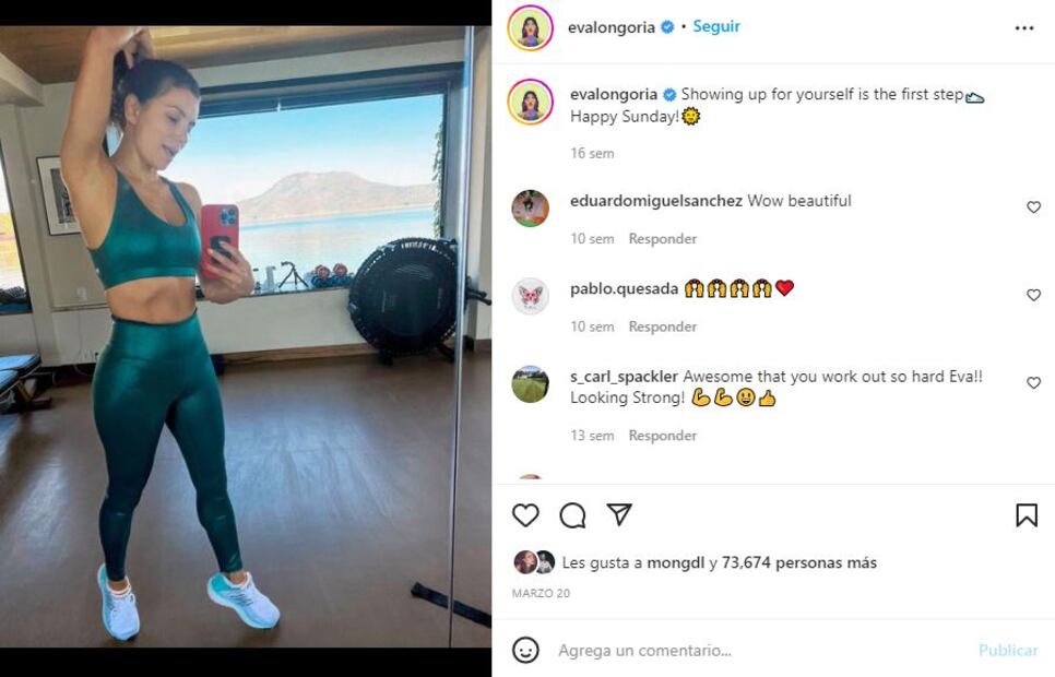 Eva Longoria impacta con rutina de ejercicios al ritmo de Bad Bunny
