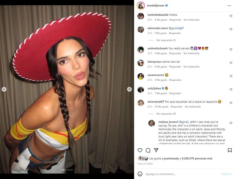 Kendall Jenner causa polémica vestida como la vaquerita 'Jessie' con el derriere al descubierto