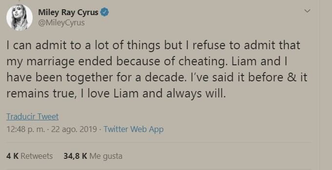 “Amo a Liam y siempre lo haré”: Miley Cyrus rompe el silencio tras la noticia de su divorcio 