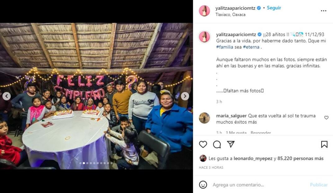 Yalitza Aparicio cumple 28 años y comparte conmovedoras fotos con su familia