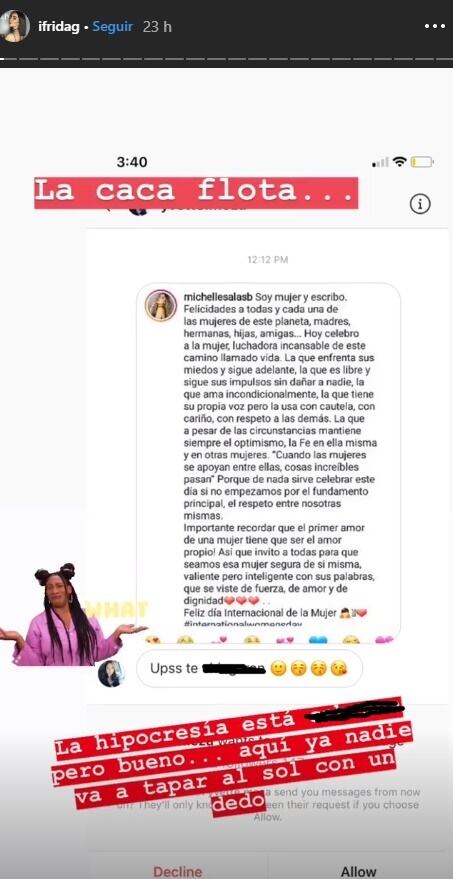 Frida Sofía llama “hipócrita” a Michelle Salas