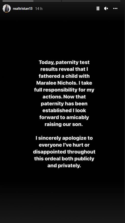 Tristan Thompson se disculpa públicamente con Khloé Kardashian por tener un hijo con su entrenadora
