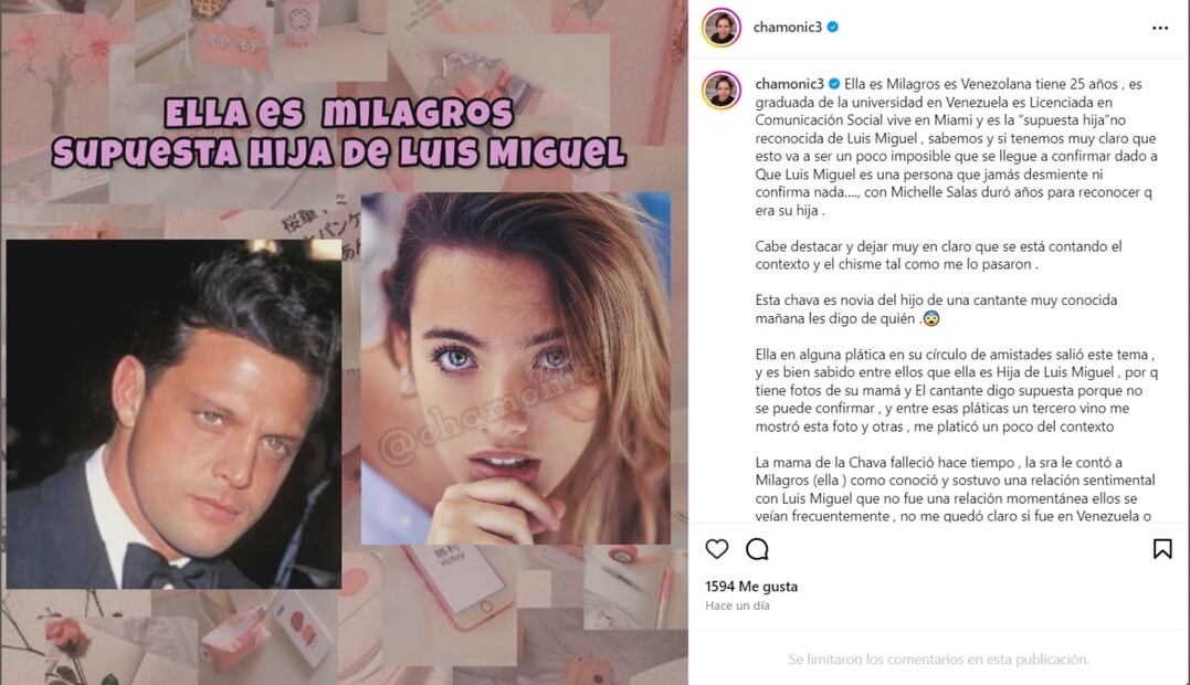 El origen de los rumores sobre la hija no reconocida de Luis Miguel / Foto: Instagram