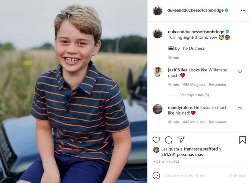 ¡El príncipe George cumple 8! Kate y William comparten tierna foto de su hijo