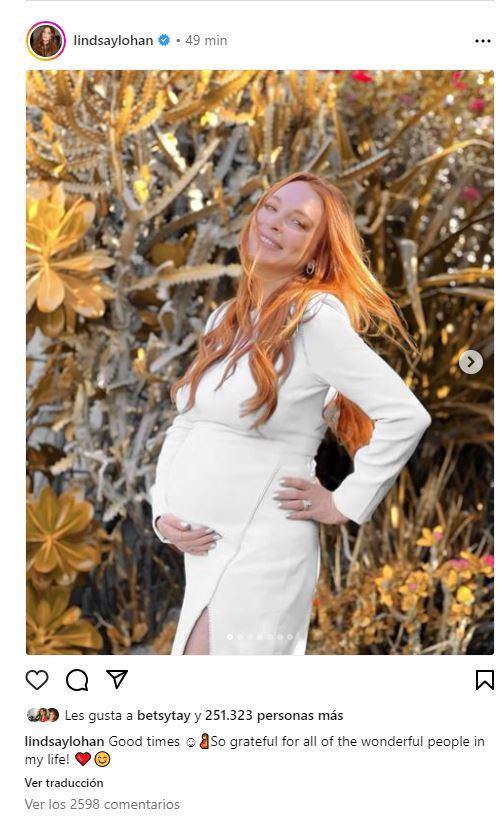 El avanzado embarazo de Lindsay Lohan arropado con el amor de familia