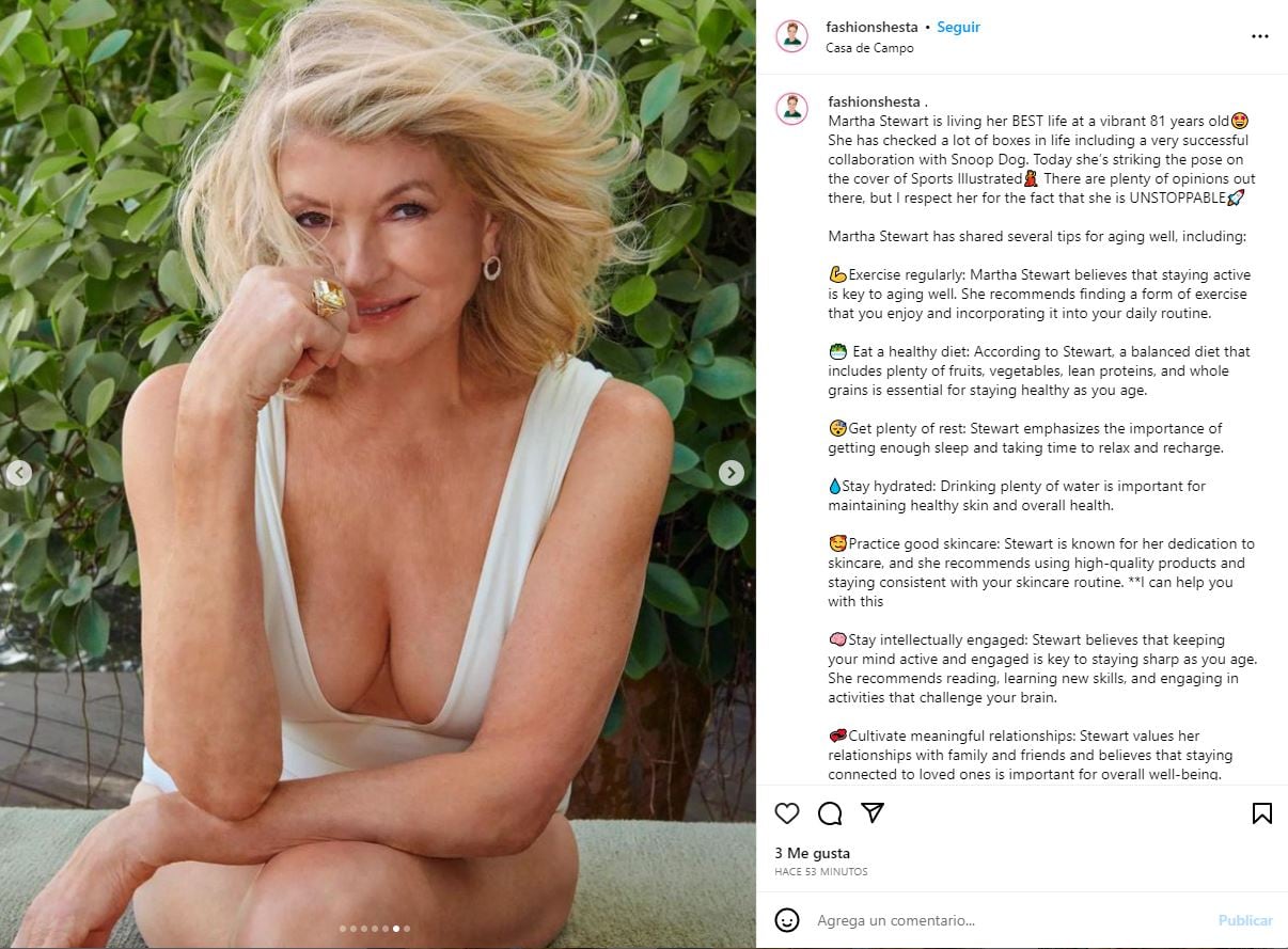 Martha Stewart, de 81 años, posa en traje de baño para Sports Illustrated Swimsuit