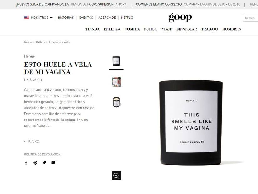 La vela olor a “vagina” de Gwyneth Paltrow se agota en su página web 