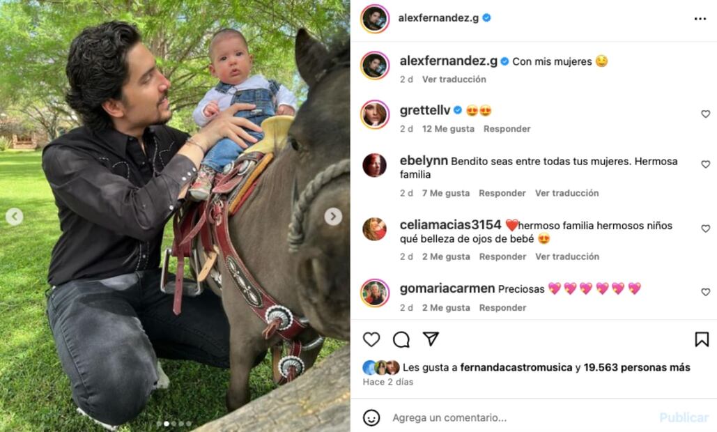 Alex Fernández con baby Nirvana / Instagram