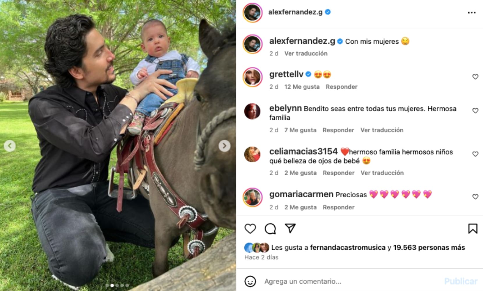 Alex Fernández con baby Nirvana / Instagram