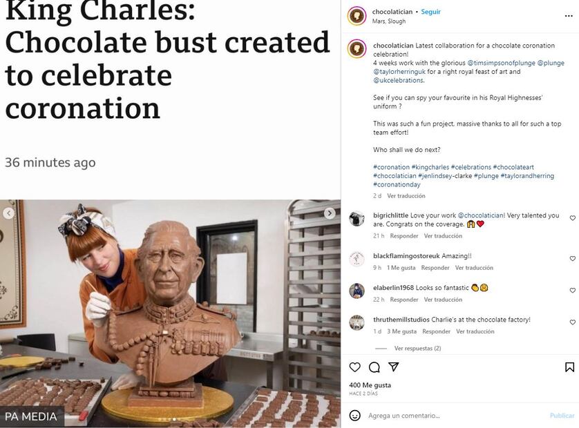 Convierten a Carlos III en un rey de chocolate