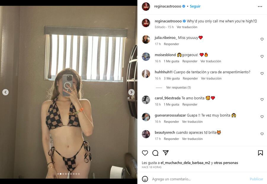 Regina, hija de Angélica Rivera, posa al estilo Kendall Jenner con un microkini junto a la piscina