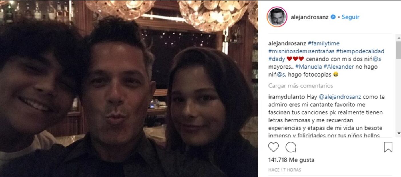 La primera foto de Alejandro Sanz con sus dos hijos
