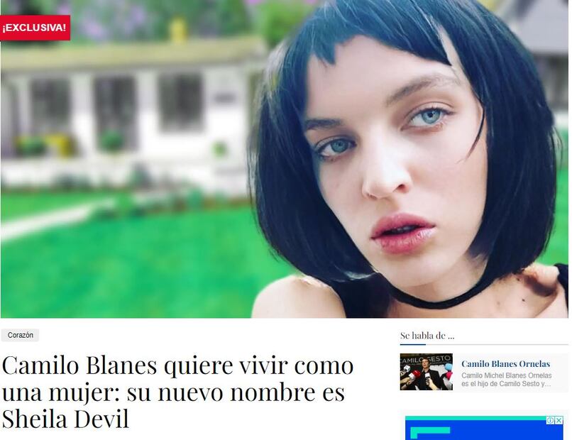Camilín ahora es Sheila Devil, la nueva identidad del hijo de Camilo Sesto