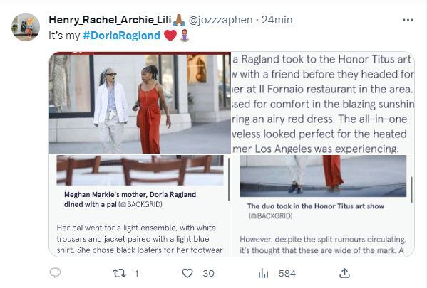 Doria Ragland, mamá de Meghan Markle, captada caminando en Beverly Hills / Twitter