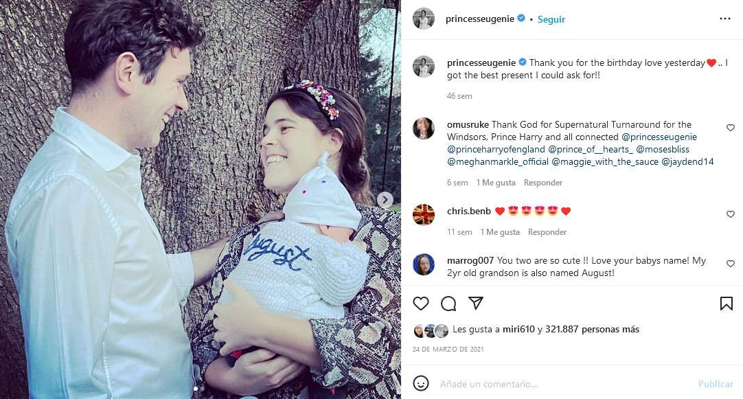 La princesa Eugenia celebra a su hijo August por su primer cumpleaños