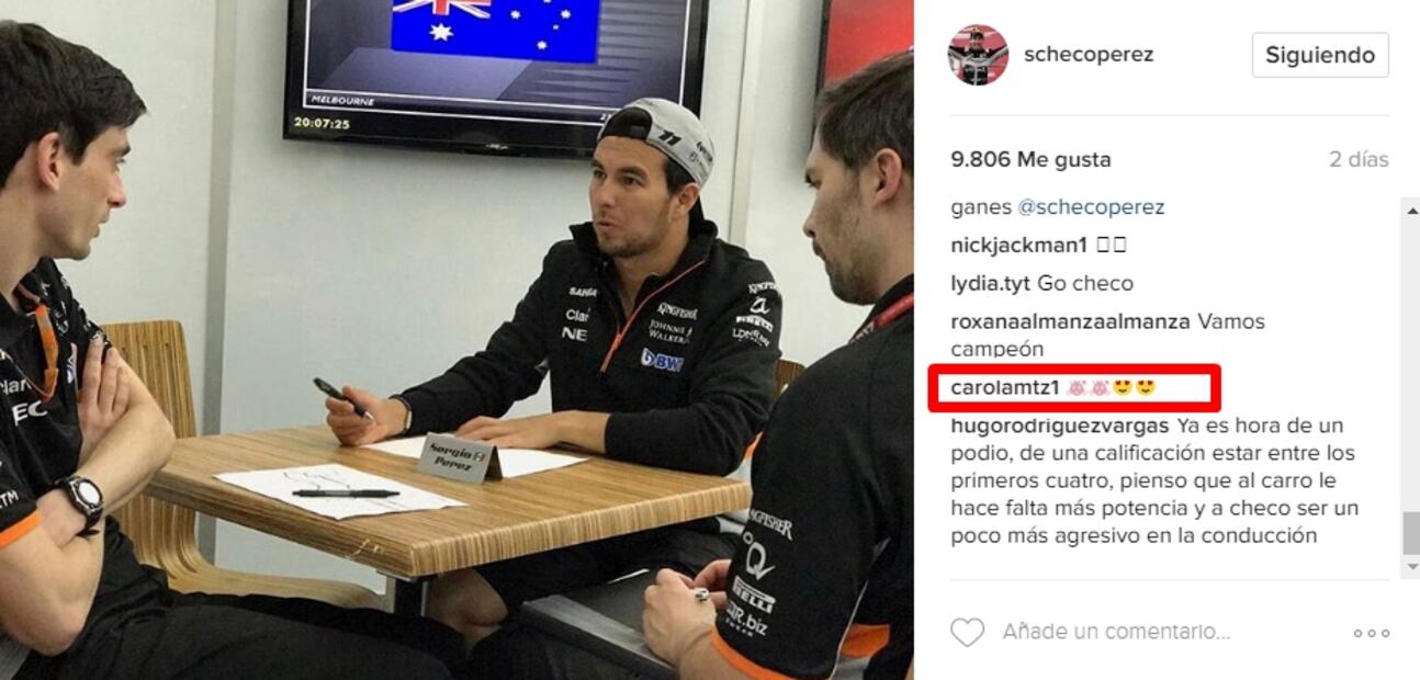 La primera foto de Checo Pérez y su novia