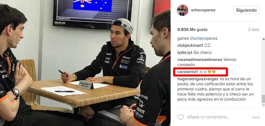 La primera foto de Checo Pérez y su novia