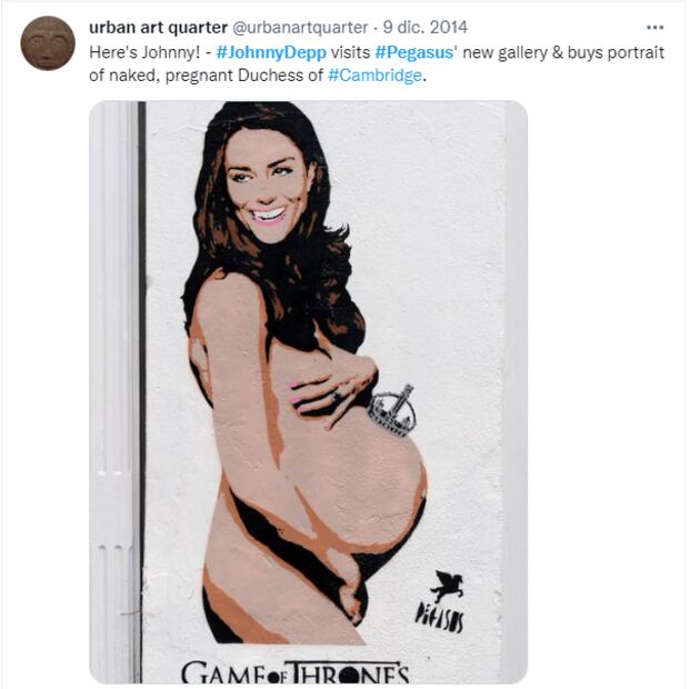 Johnny Depp compra costoso retrato de Kate Middleton desnuda y embarazada