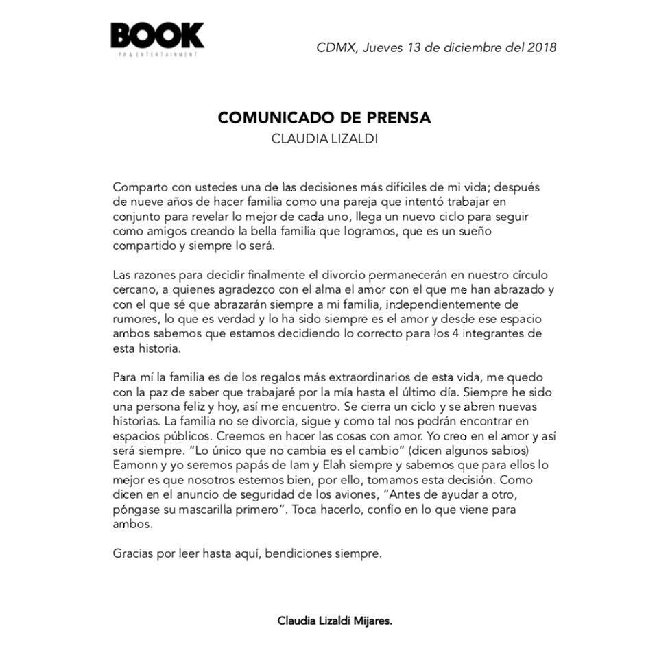 Claudia Lizaldi se divorcia tras 9 años de matrimonio