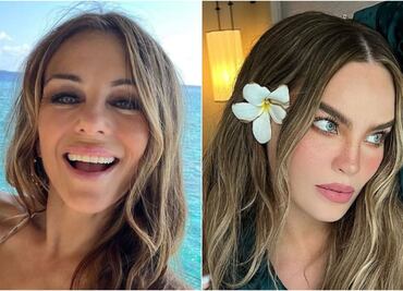 Elizabeth Hurley y Belinda arrasan con el 'mismo' microkini rojo de cadenas