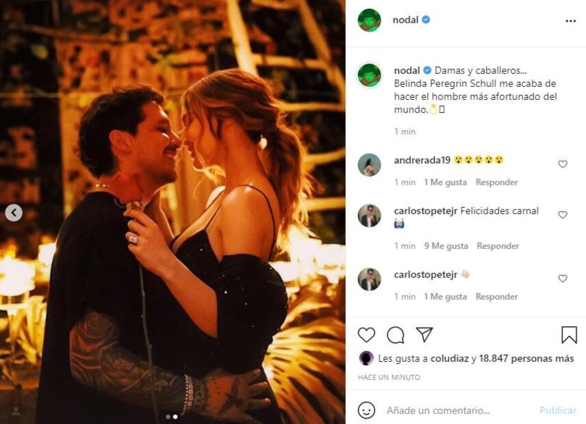 Nodal se compromete con Belinda ¡le da anillo de compromiso con tremendo diamante!