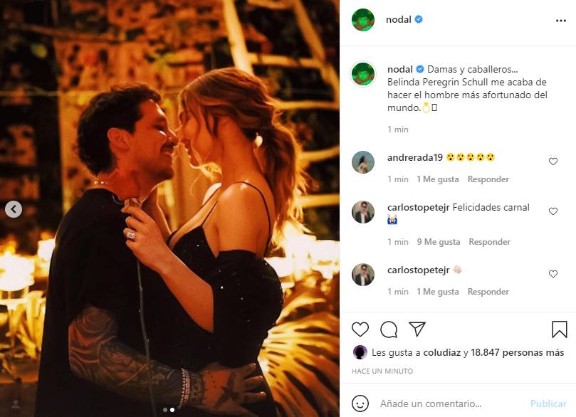 Nodal se compromete con Belinda ¡le da anillo de compromiso con tremendo diamante!