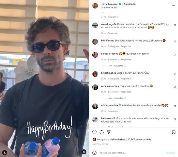 Michelle Renaud se lanza con todo para felicitar a Osvaldo Benavides