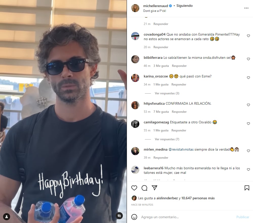 Michelle Renaud se lanza con todo para felicitar a Osvaldo Benavides
