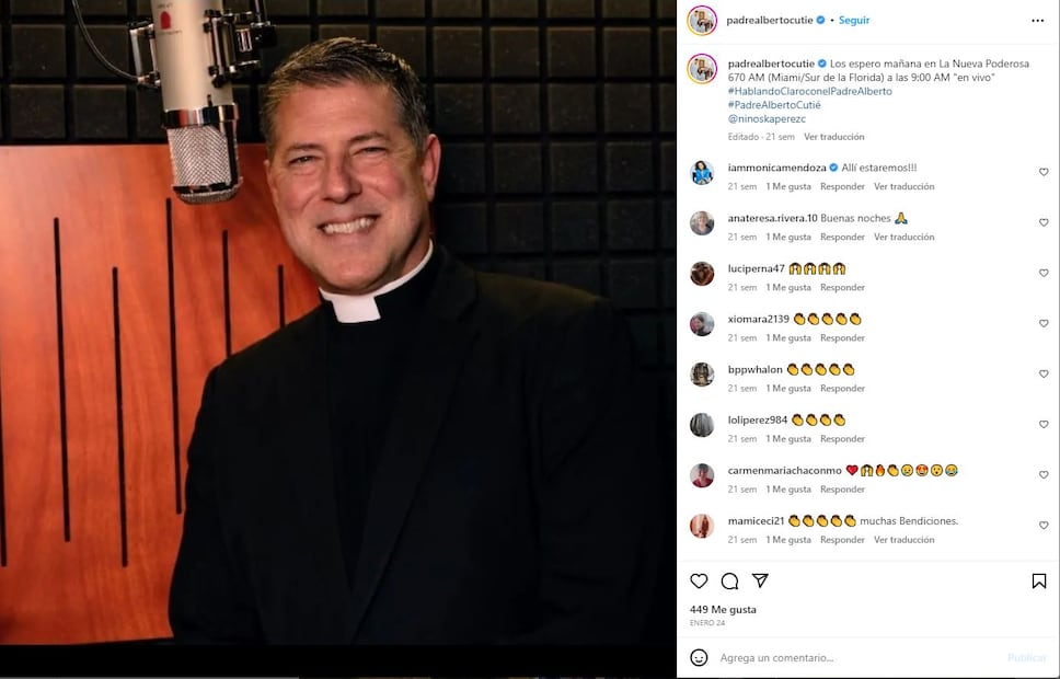 Alberto Cutié nació el 29 de abril de 1969 en Puerto Rico / Instagram