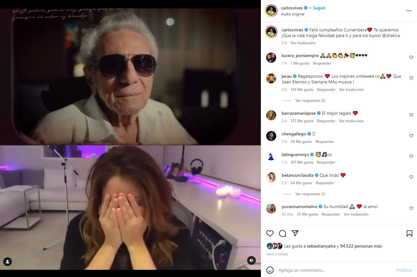 Shakira llora, en vivo, con inesperado regalo de Carlos Vives