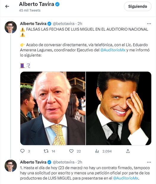 Desmienten los supuestos conciertos de Luis Miguel en el Auditorio Nacional
