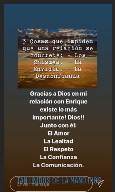 "En mi relación con Enrique existe lo más importante", dijo Tania tras rumores de ruptura