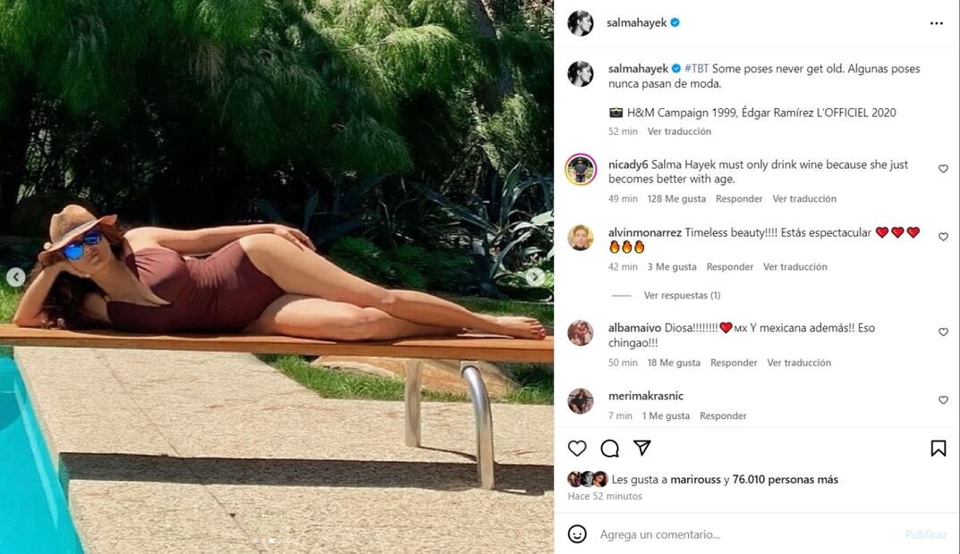 Salma Hayek luce su figura en Instagram