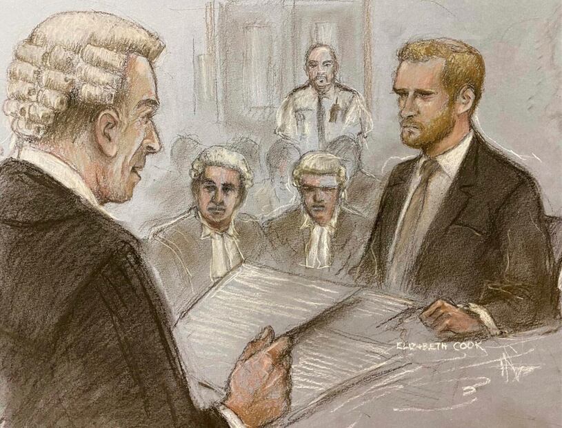 Dibujo de la demanda del príncipe Harry contra el "Daily Mail" / AP