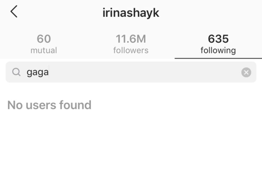 Irina Shayk da unfollow a Lady Gaga en Instagram 