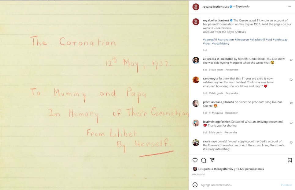 La dulce carta que la reina Isabel II dedicó a sus papás cuando tenía 11 años