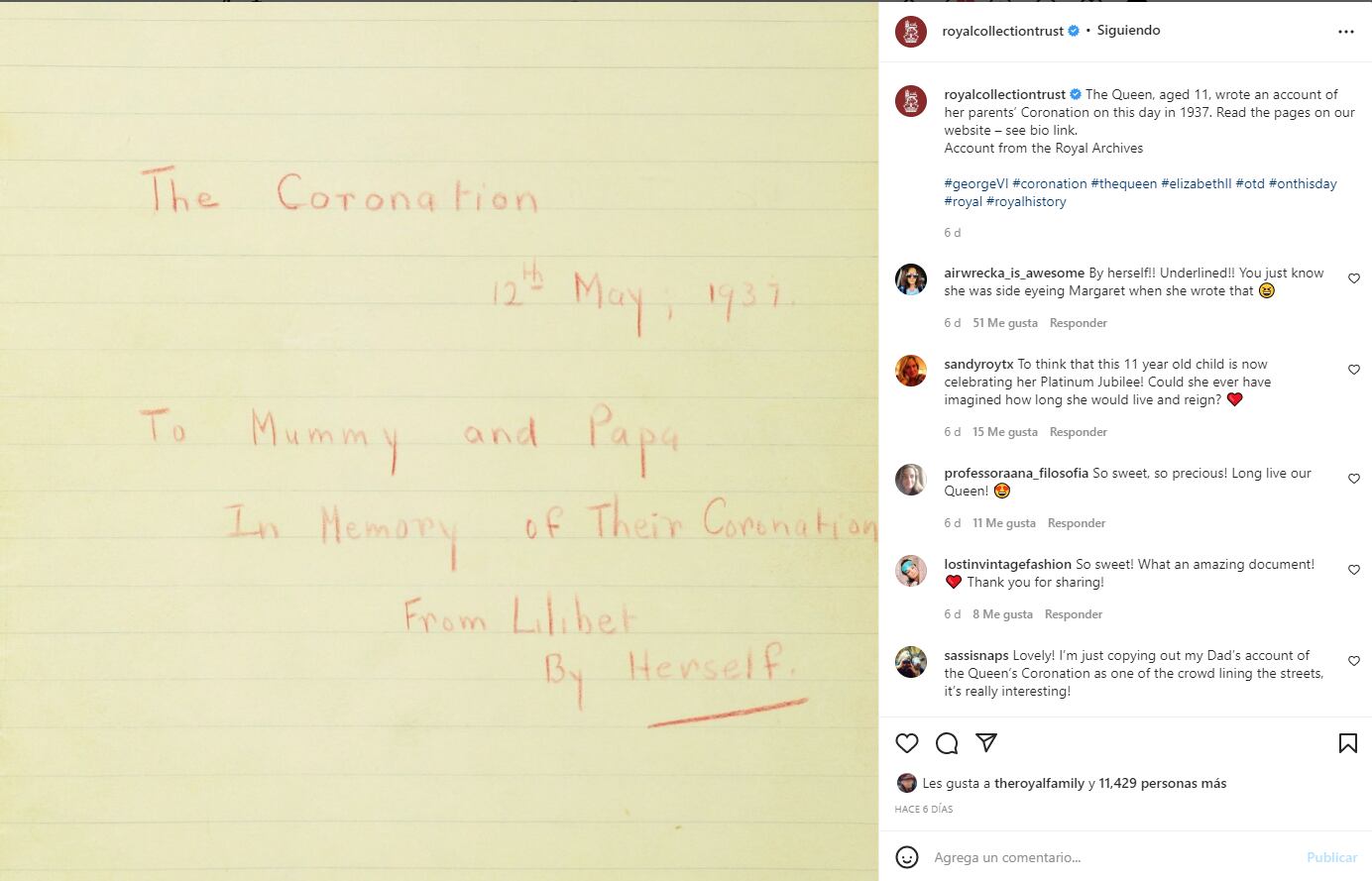 La dulce carta que la reina Isabel II dedicó a sus papás cuando tenía 11 años