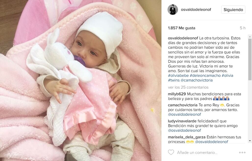 Osvaldo de León presenta a sus gemelas Azzul y Olivia