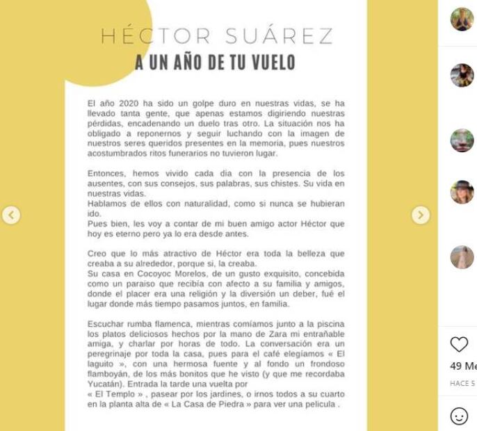 Así recuerdan a Héctor Suárez, a un año de su muerte, su esposa e hijos