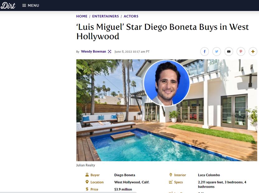 Diego Boneta, novio de Renata Notni, compra casa en Hollywood